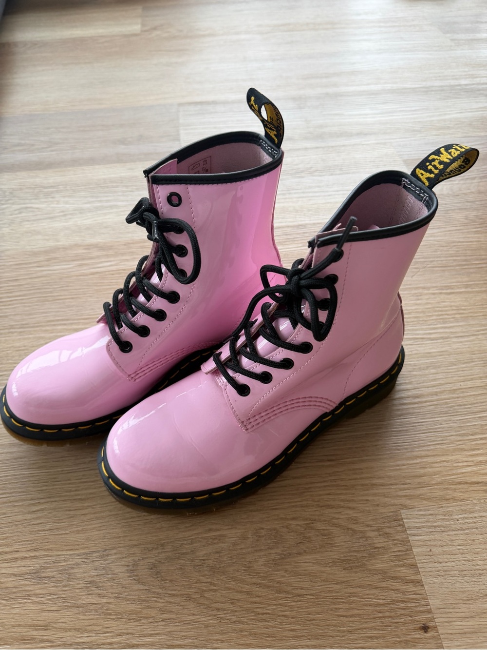 Dr. Martens Pink AirWair Lace-Up Combat Boots Women's 8
